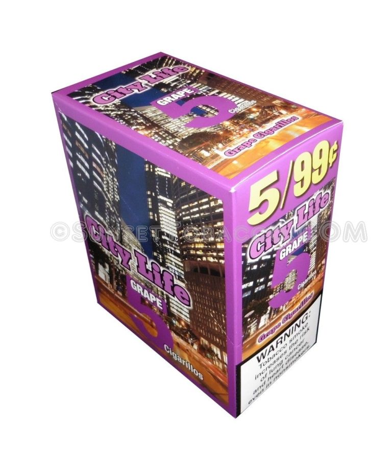 City Life Grape Cigarillos 15 Packs of 5/75ct.